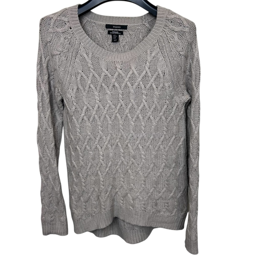 Tahari Pure Luxe Wool Cashmere Cable Knit Sweater Women’s Medium Neutral